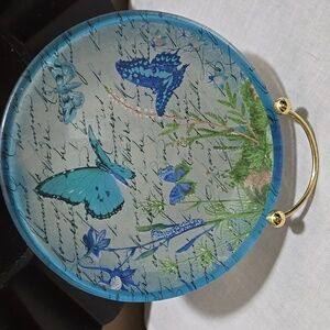 Notions Blue Butterflies 5.9" Canape/Pillar Plate.